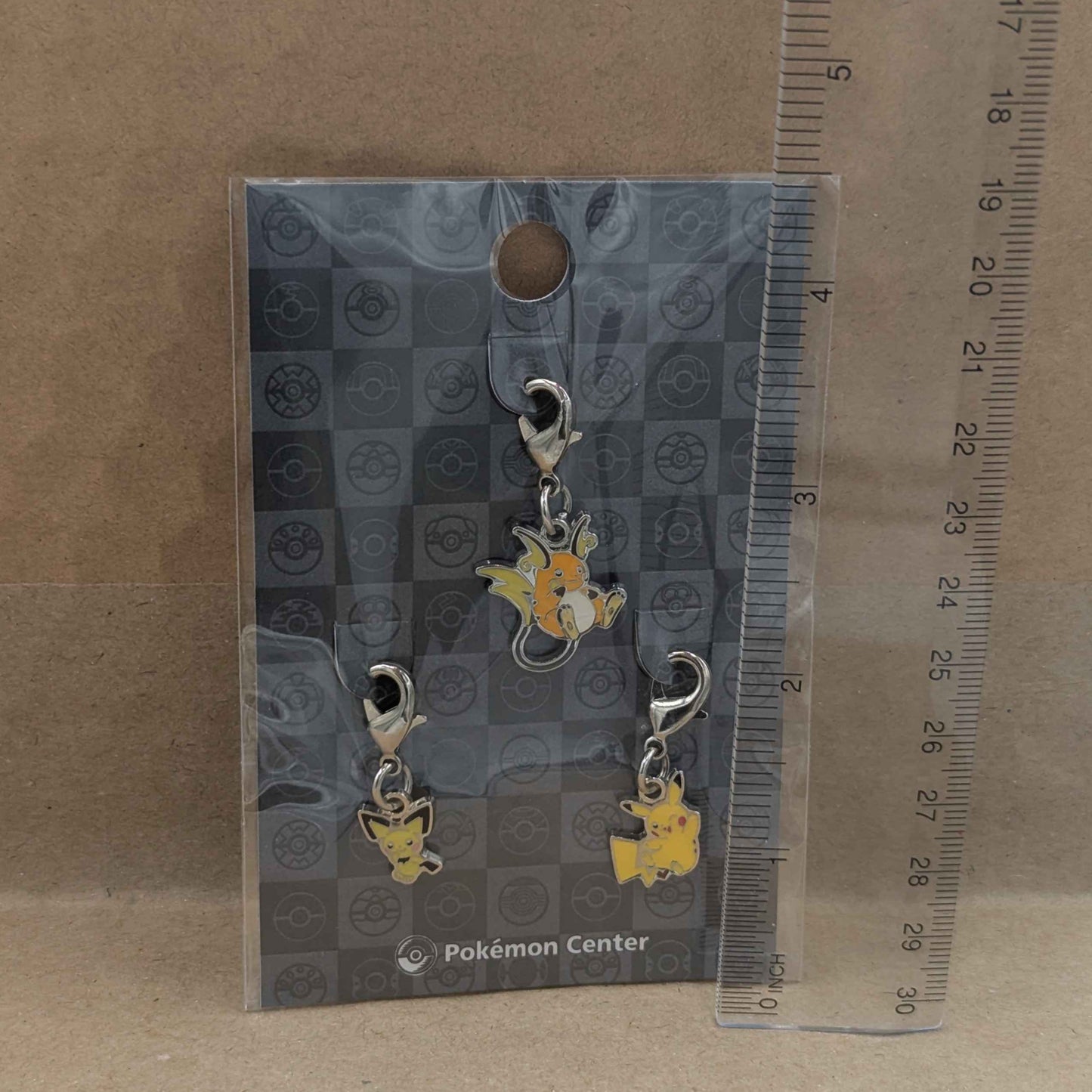 Pokemon Center Japan Pichu Pikachu Raichu Mini Charm Set