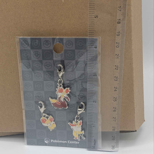 Pokemon Center Japan Fennekin Braixen Delphox Mini Charm Set