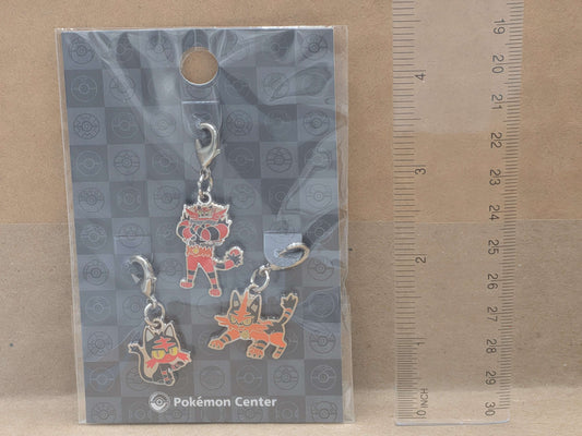 Pokemon Center Japan Litten Torracat Incineroar Mini Charm Set