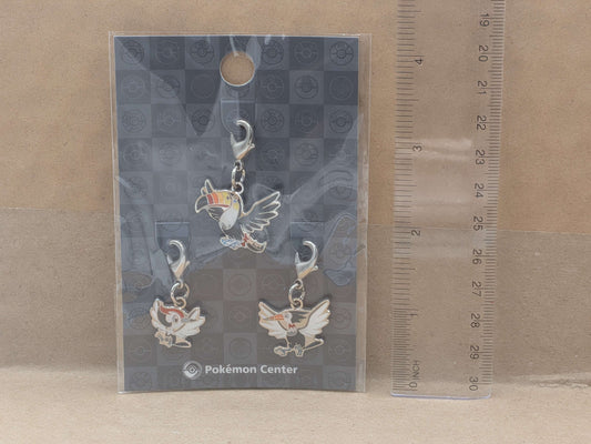 Pokemon Center Japan Pikipek Trumbeak Toucannon Mini Charm Set